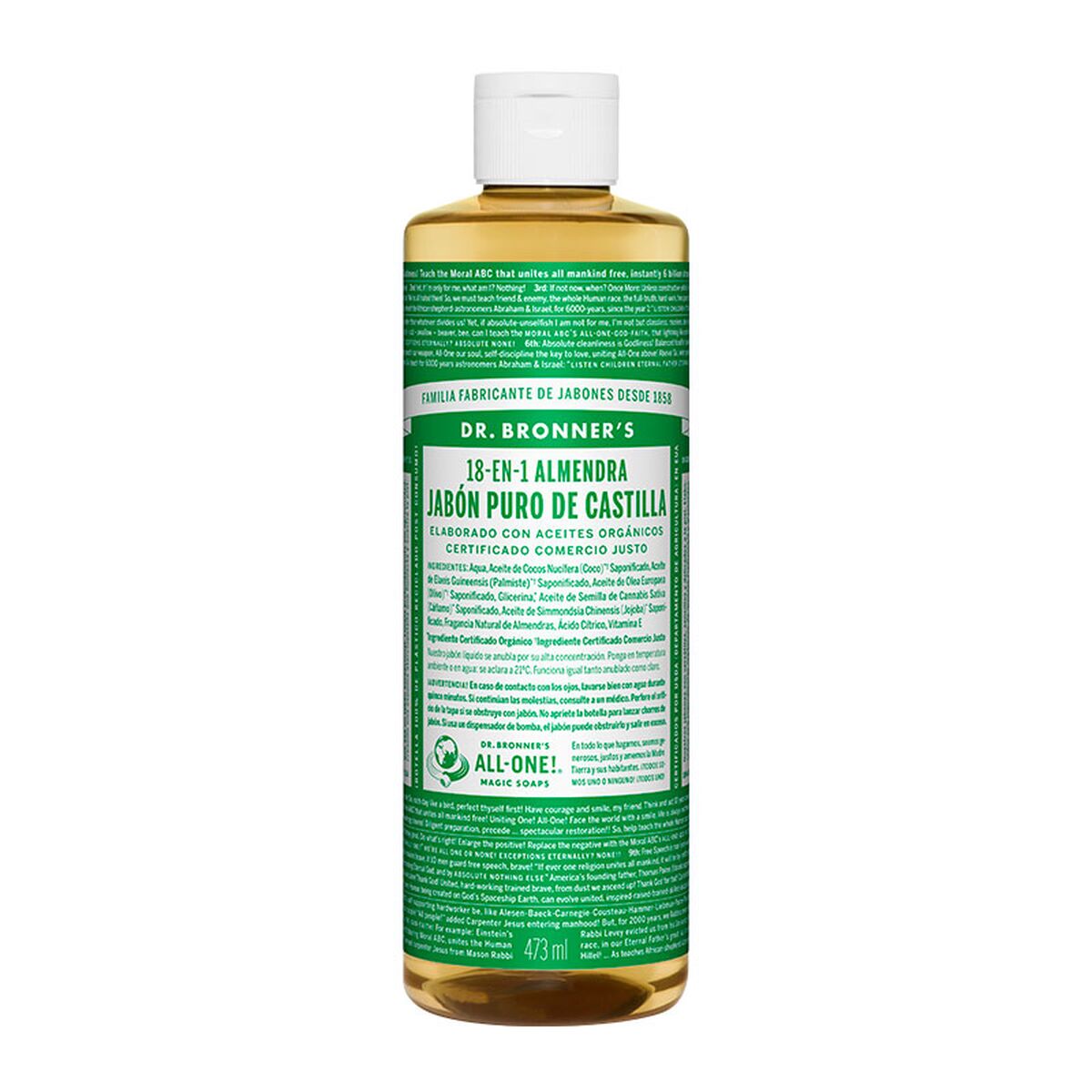 Liquid Soap Dr Bronner's 18 in 1 Almendra 475 ml product packaging