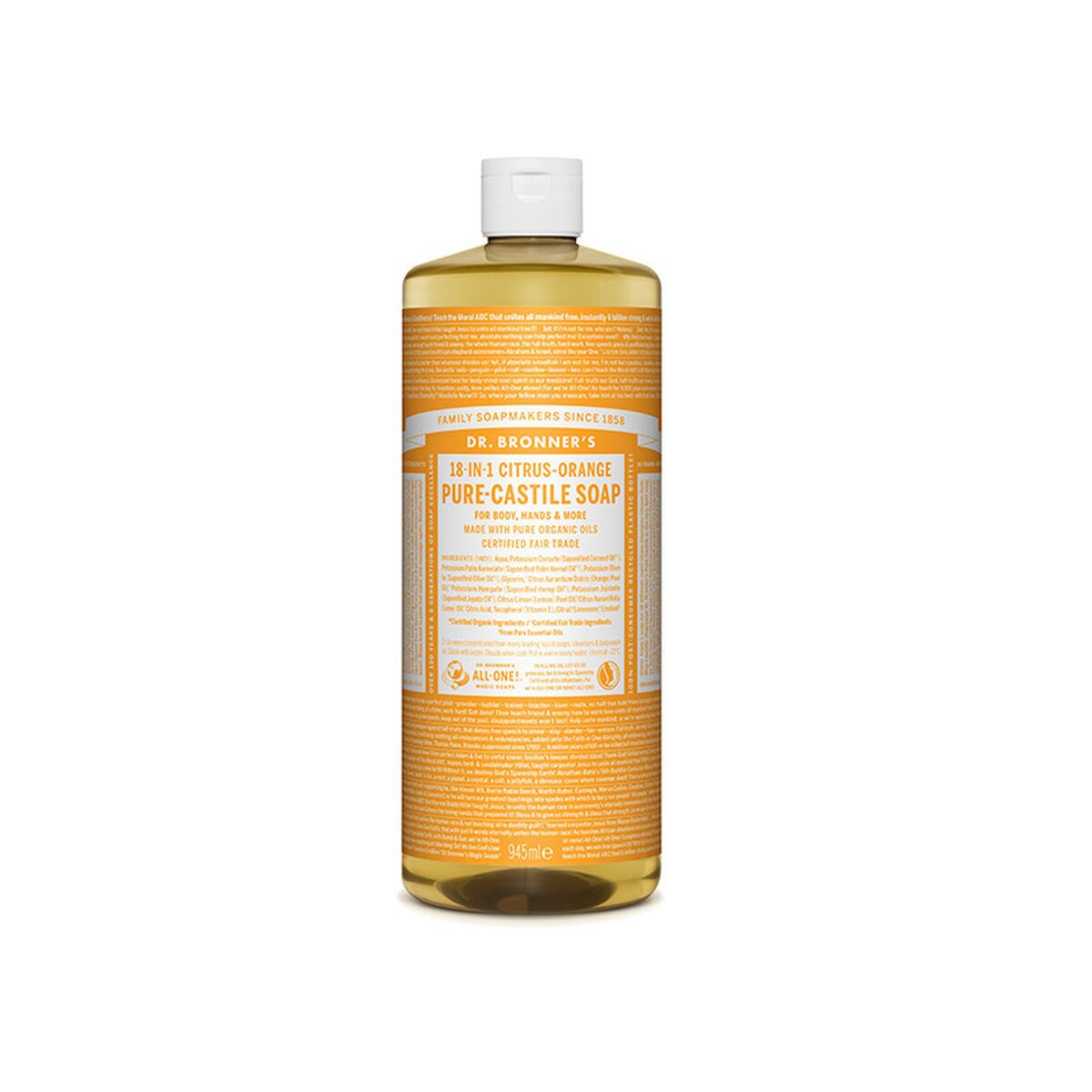 Liquid Soap Dr Bronner's 18 in 1 Citrus Orange 945 ml product packaging