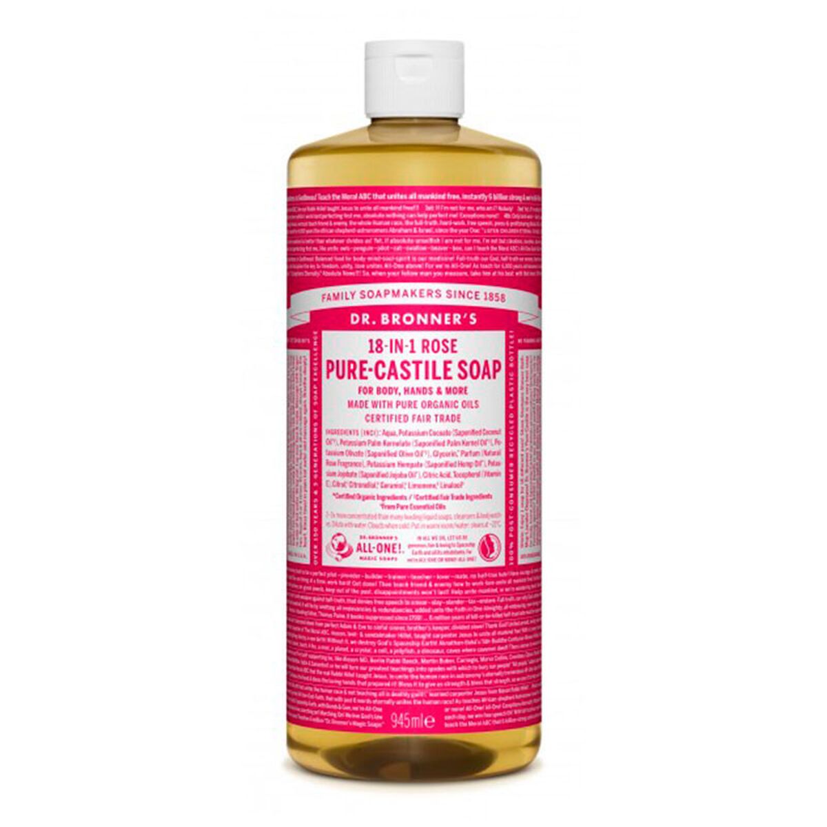 Liquid Soap Dr Bronner's 945 ml Roses product packaging