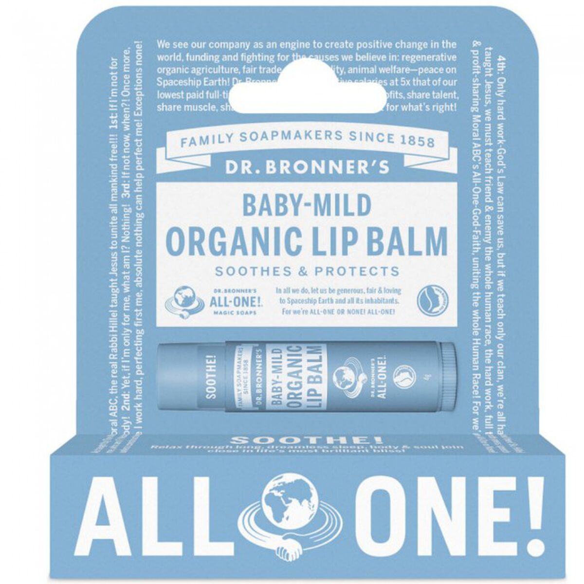 Lip Balm Dr Bronner's Baby Mild 4 g Cream skincare packaging