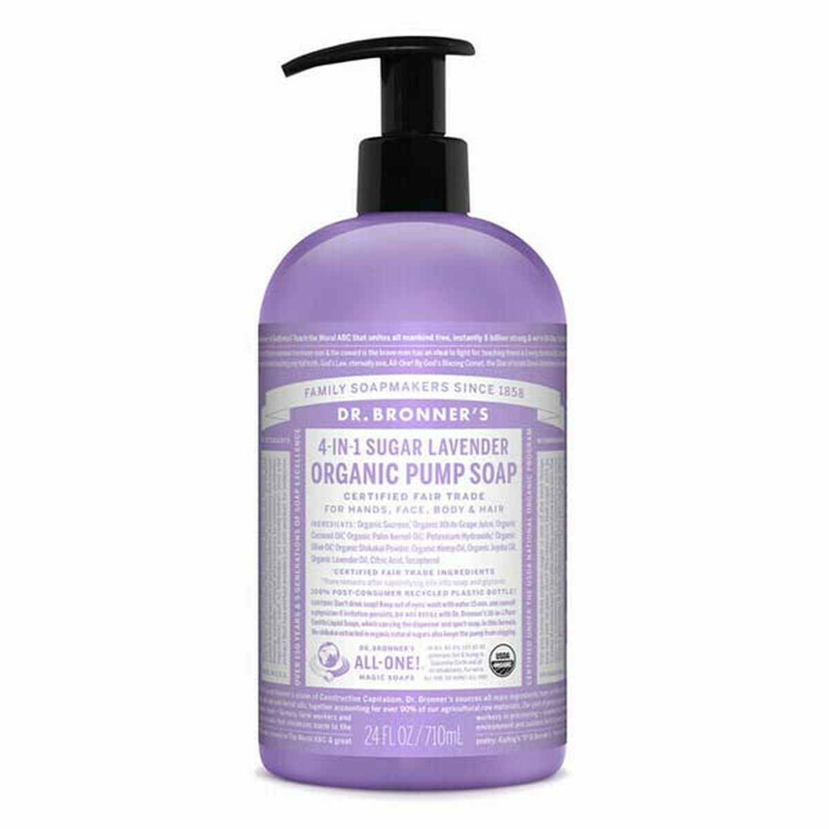 Bath Gel Dr Bronner's 4 in 1 Sugar Lavender 710 ml for Women skincare packaging