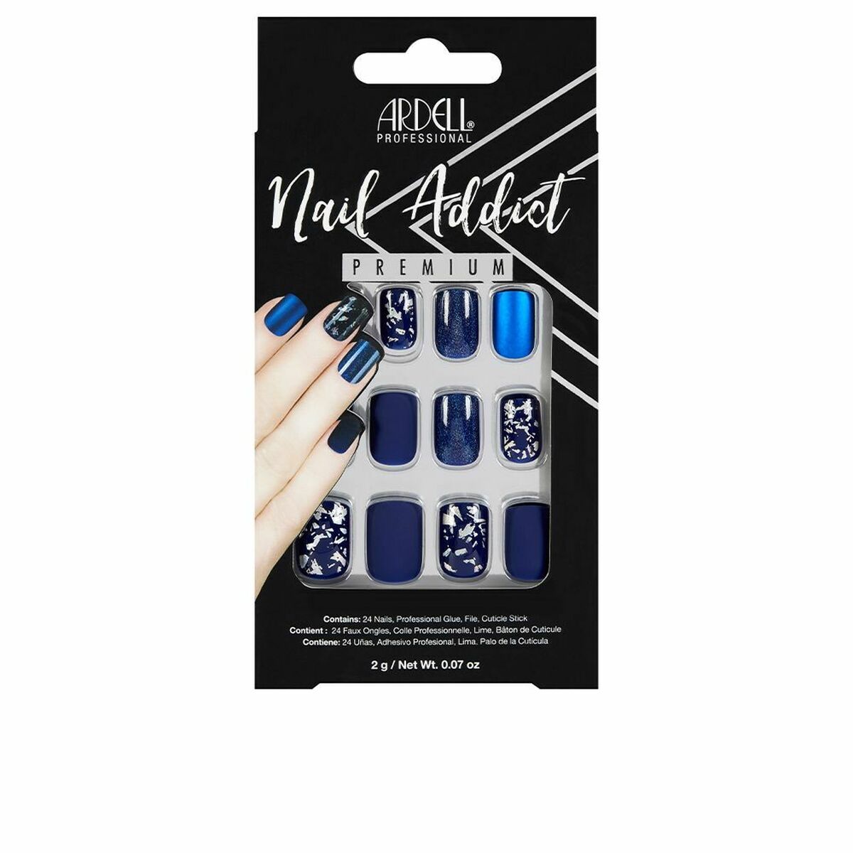 False nails Ardell Nail Addict Matte Blue (24 pcs) product packaging