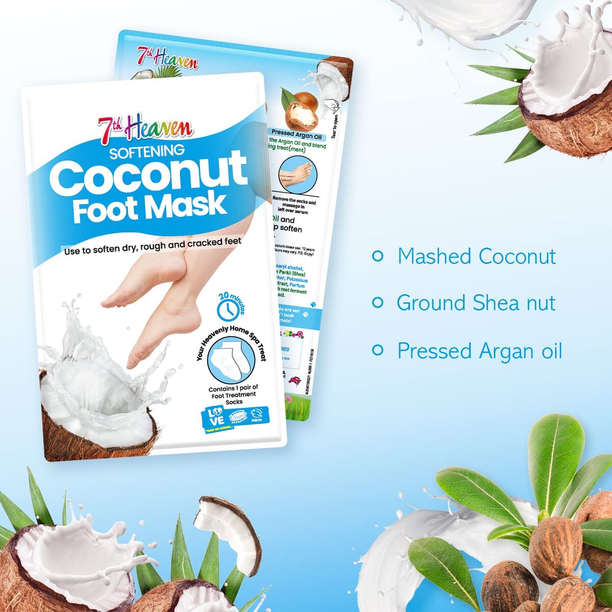 Moisturising Foot Cream 7th Heaven COCONUT (1 Unit) skincare packaging