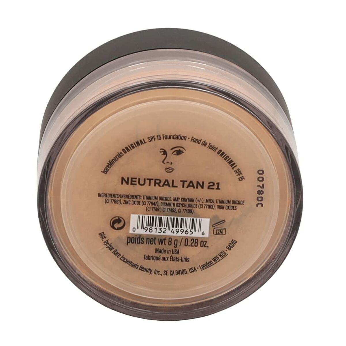 Facial Corrector bareMinerals Original Nº 21 Neutral tan Nº 21-Neutral Tan Spf 15 8 g product packaging