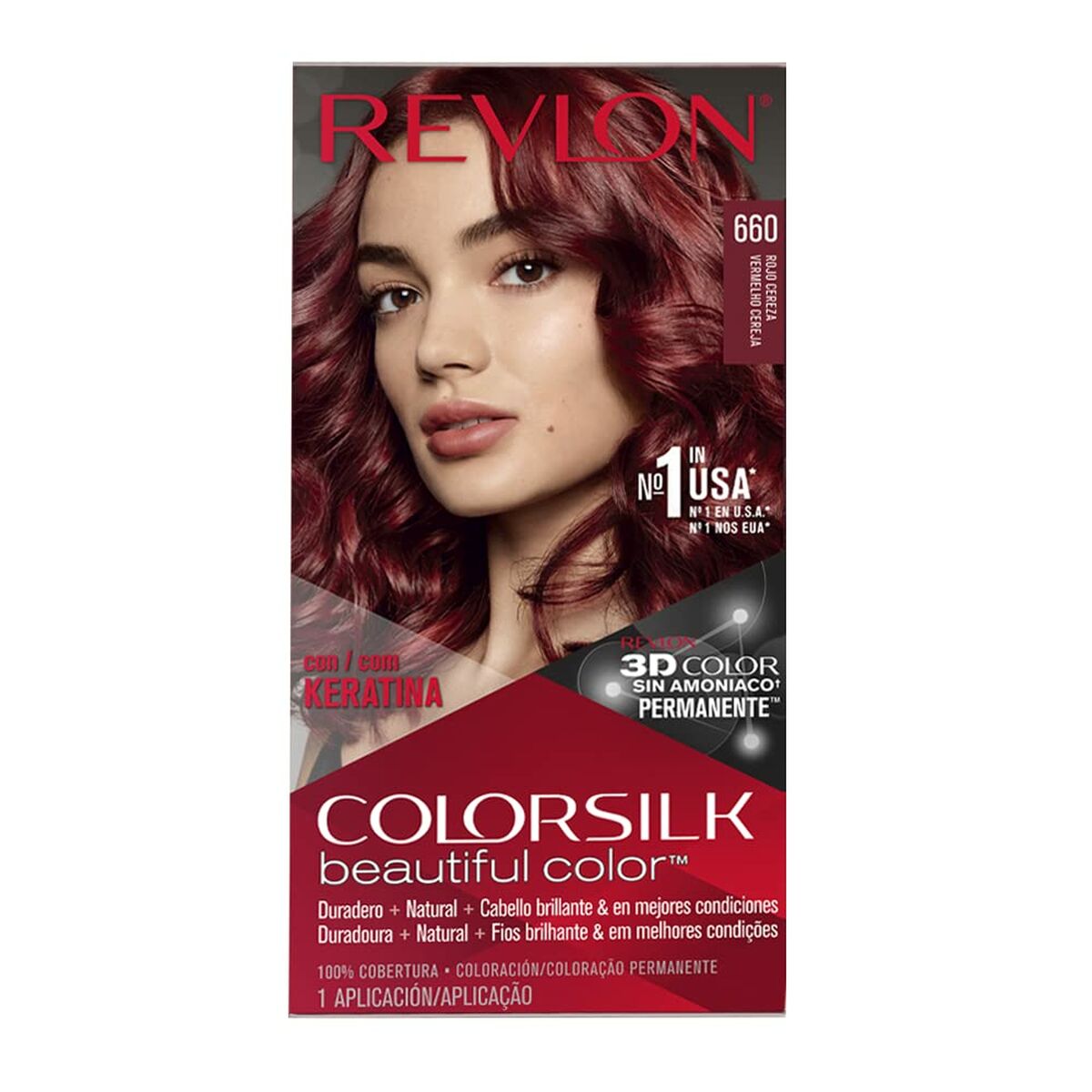 Permanent Dye Revlon Colorsilk Nº 66 Cherry red for Women product packaging