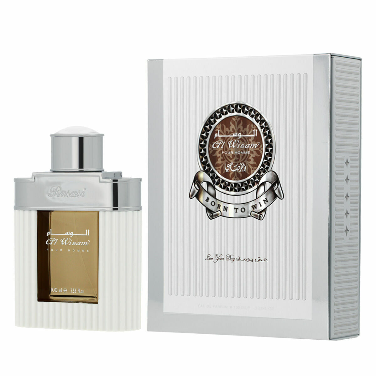 Men's Perfume Rasasi AL WISAM DAY BORN TO WIN for Men product packaging