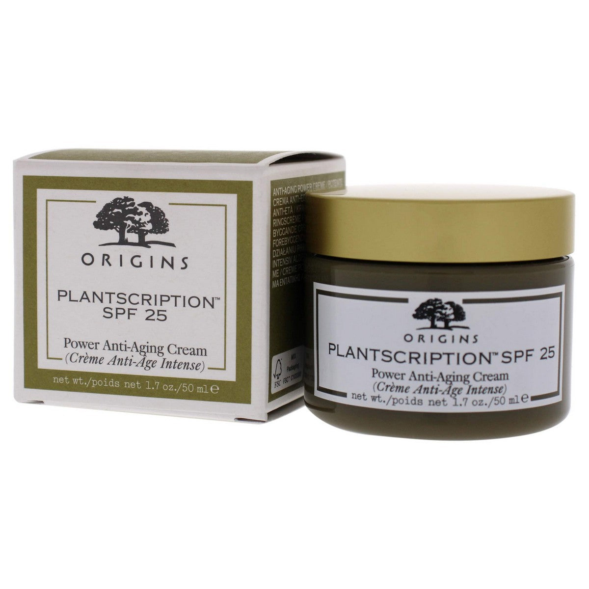 Anti-Ageing Cream Origins Plantscription Spf 25 50 ml for Women skincare packaging