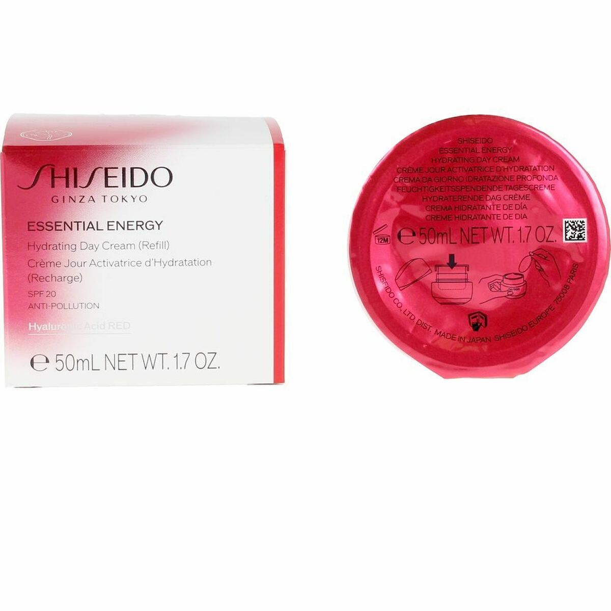 Hydrating Cream Shiseido Essential Energy Refill Spf 20 (50 ml) for Women skincare packaging