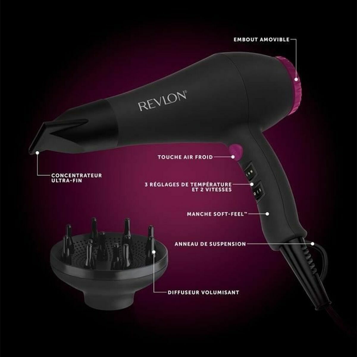 Hairdryer Revlon RVDR5251 Black / Rose Gold 2000 W product packaging