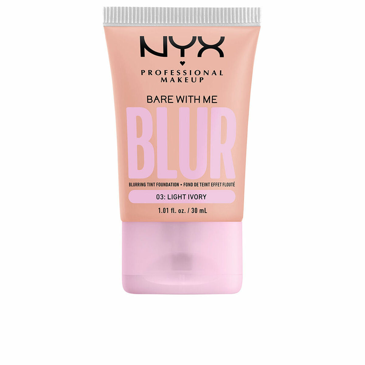 Liquid Make Up Base NYX Bare With Me Blur Nº 03 Light ivory Nº 03-Light Ivory 30 ml product packaging