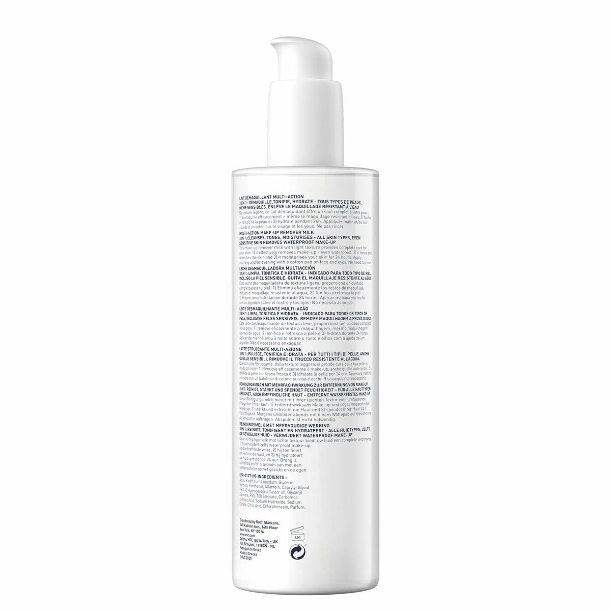Facial Make Up Remover Cream Roc Leche Desmaquillante 400 ml 3-in-1 skincare packaging