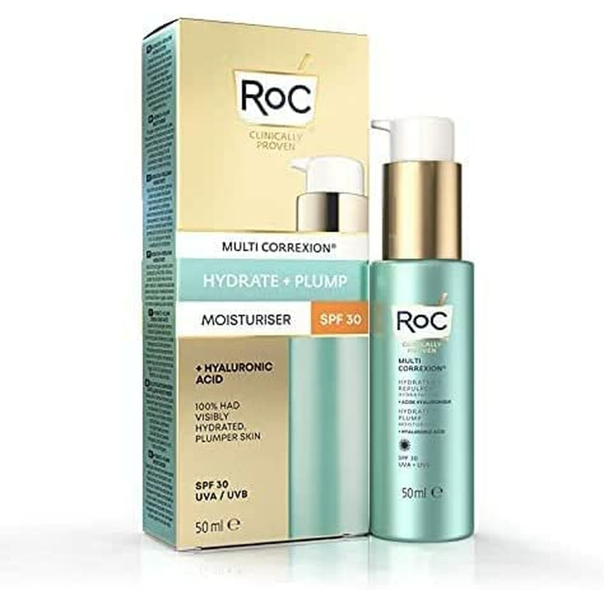Hydrating Facial Cream Roc Hydrate Plump Spf 30 50 ml for Women skincare packaging