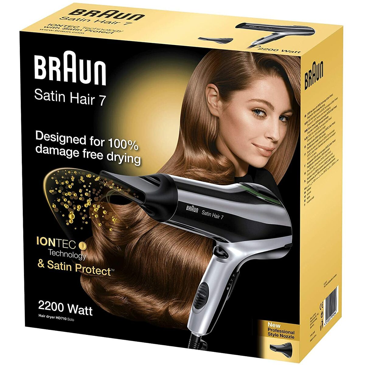 Hairdryer Braun Satin Hair 7 HD710 Black 2200 W Ionic product packaging