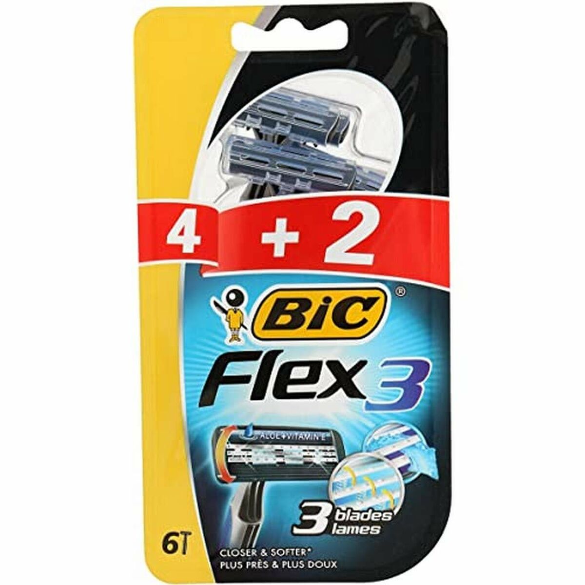 Manual shaving razor Bic Black (4 Units) (6 uds) product packaging