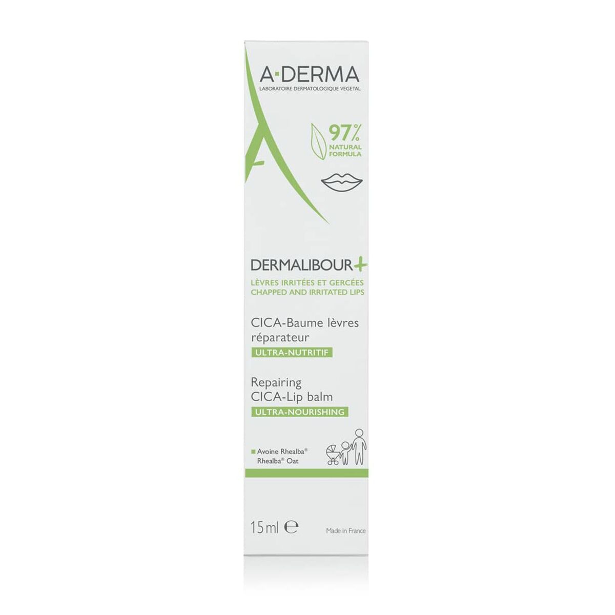 Lip Balm A-Derma Cica 15 ml for Women skincare packaging