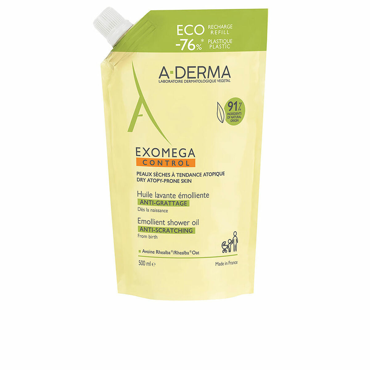 Shower Gel A-Derma Replacement Ideal for children and adults (500 ml) for Women skincare packaging