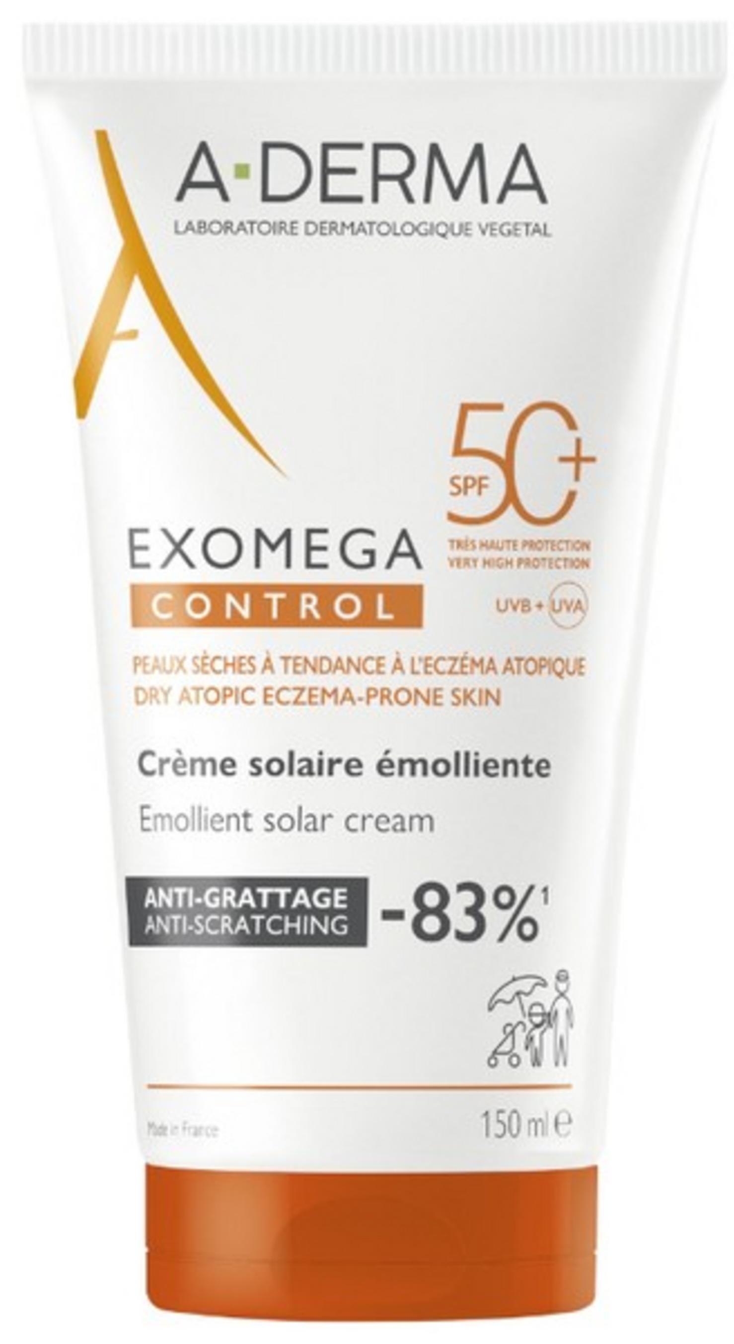 A-Derma, Exomega Control, Emollient, Cream, For Face & Body, SPF 50+, 150 ml