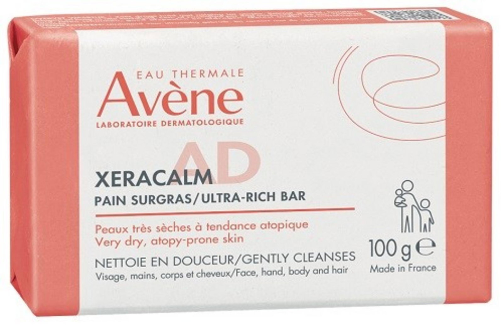 Avene, XeraCalm A.D, Gentle Cleansing, Cleansing Bar, For Face, 100 g
