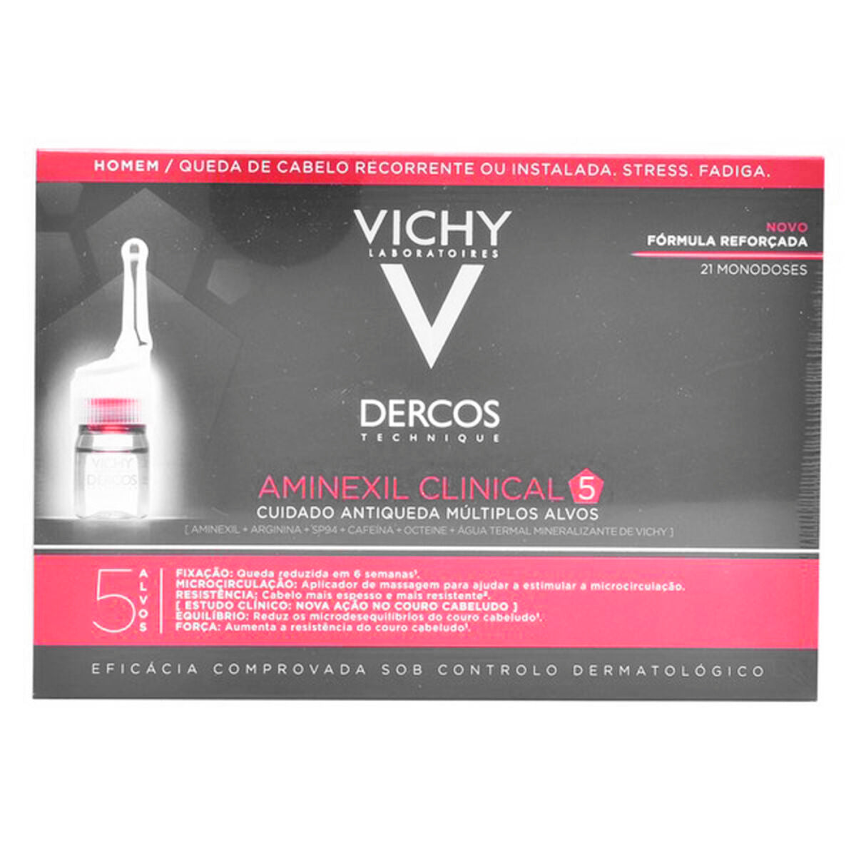 Anti-Hair Loss Care Dercos Vichy (21 uds) for Men product packaging