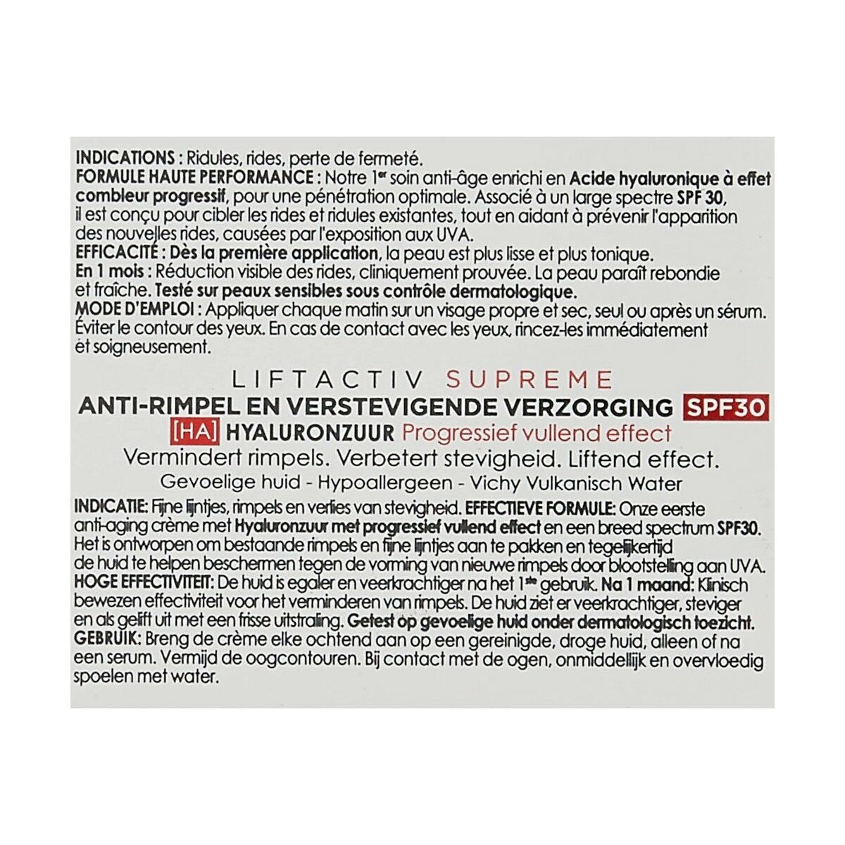 Day-time Anti-aging Cream Vichy Spf 30 50 ml for Women skincare packaging