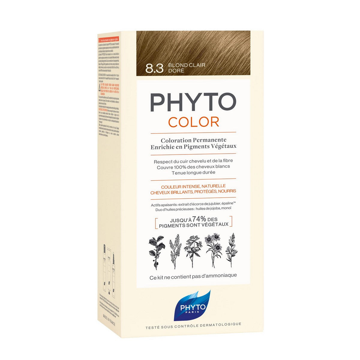 Permanent Colour Phyto Paris Color 8.3-light golden blonde Nº 8.3-Light Golden Blonde Nº 8.3-Rubio Claro Dorado 3 Pieces for