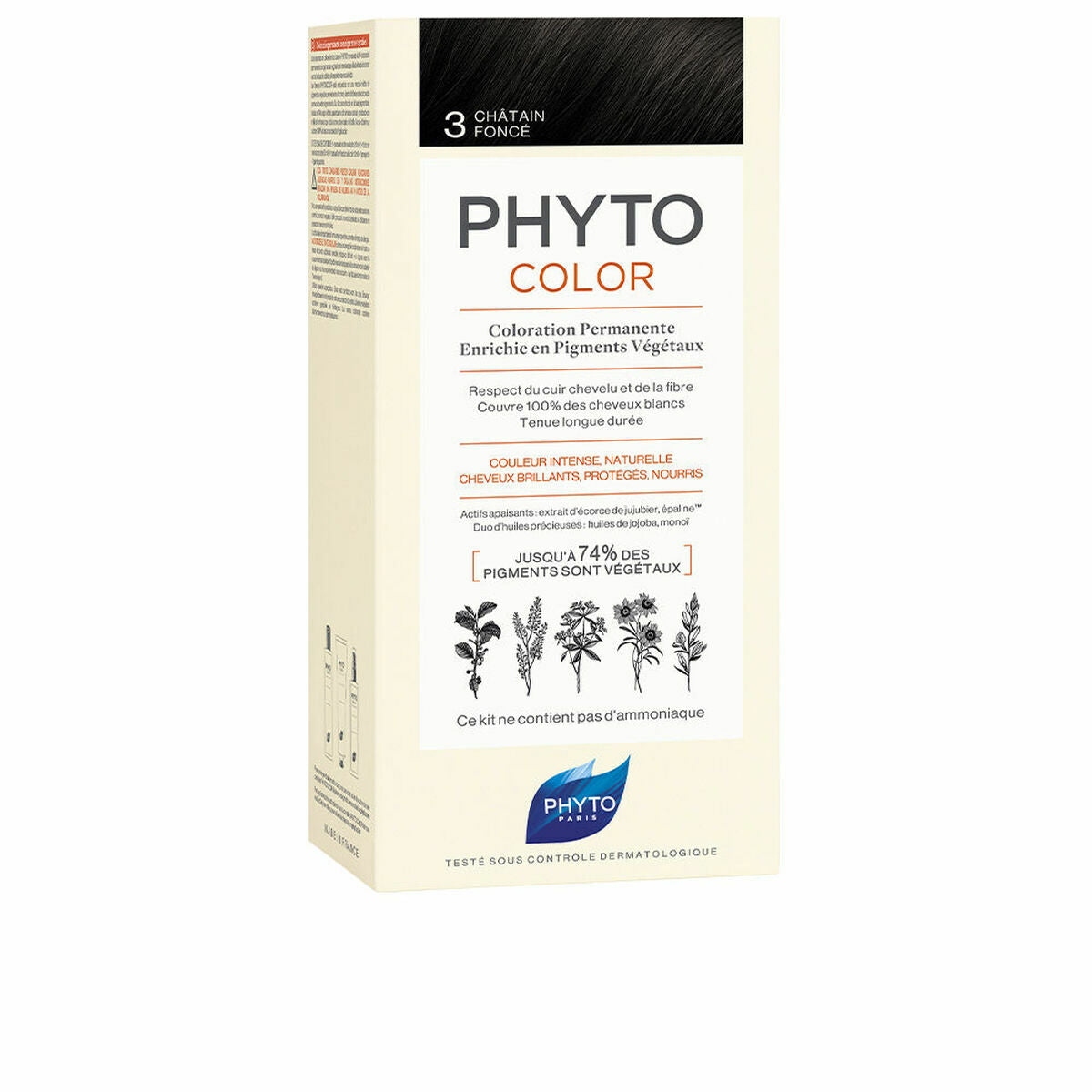 Permanent Colour Phyto Paris Phytocolor 3-castaño oscuro Nº 3-Castano Oscuro for Women product packaging