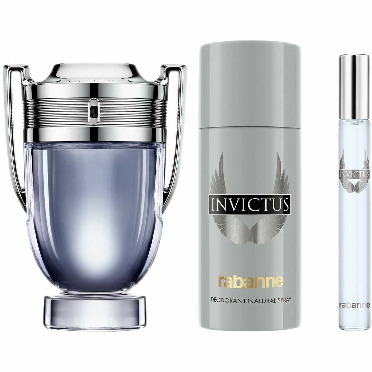 Men's Perfume Set Paco Rabanne Invictus 3 Pieces for Men product packaging