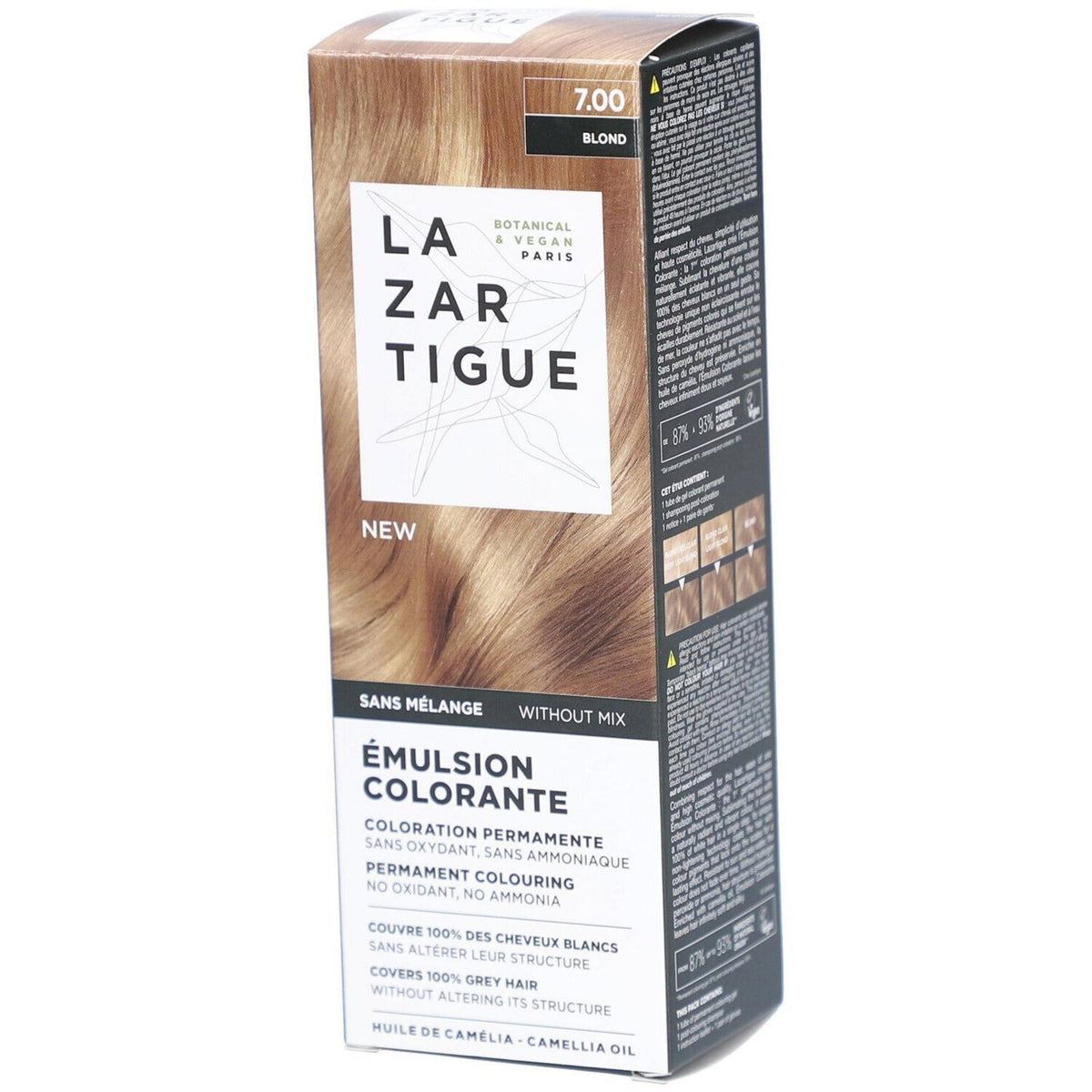 Lazartigue, Emulsion Colorante, Ammonia, Permanent Hair Dye, 7.00 Blond, 60 ml