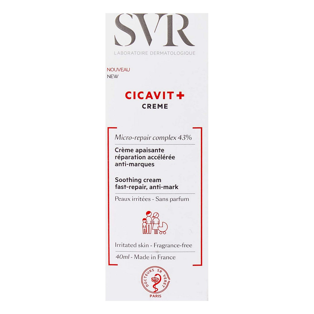 Repairing Body Cream SVR Cicavit+ 40 ml for Women skincare packaging