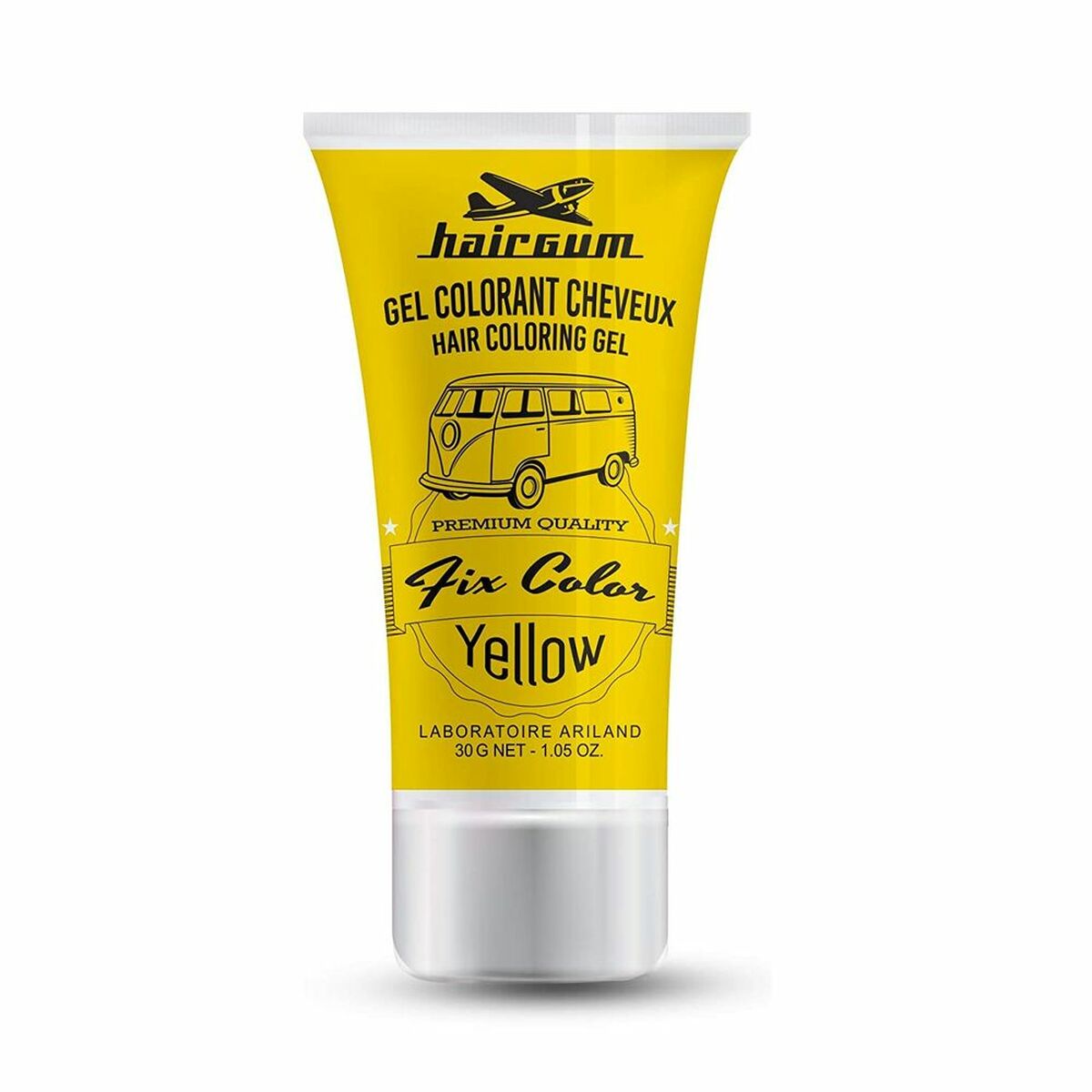 Non-permanent Colour Hairgum Fix Color Yellow 30 ml Styling Gel for Women skincare packaging