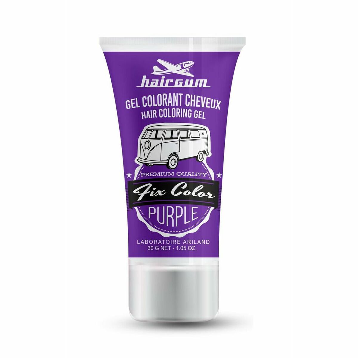 Non-permanent Colour Hairgum Fix Color Purple 30 ml Styling Gel for Women skincare packaging