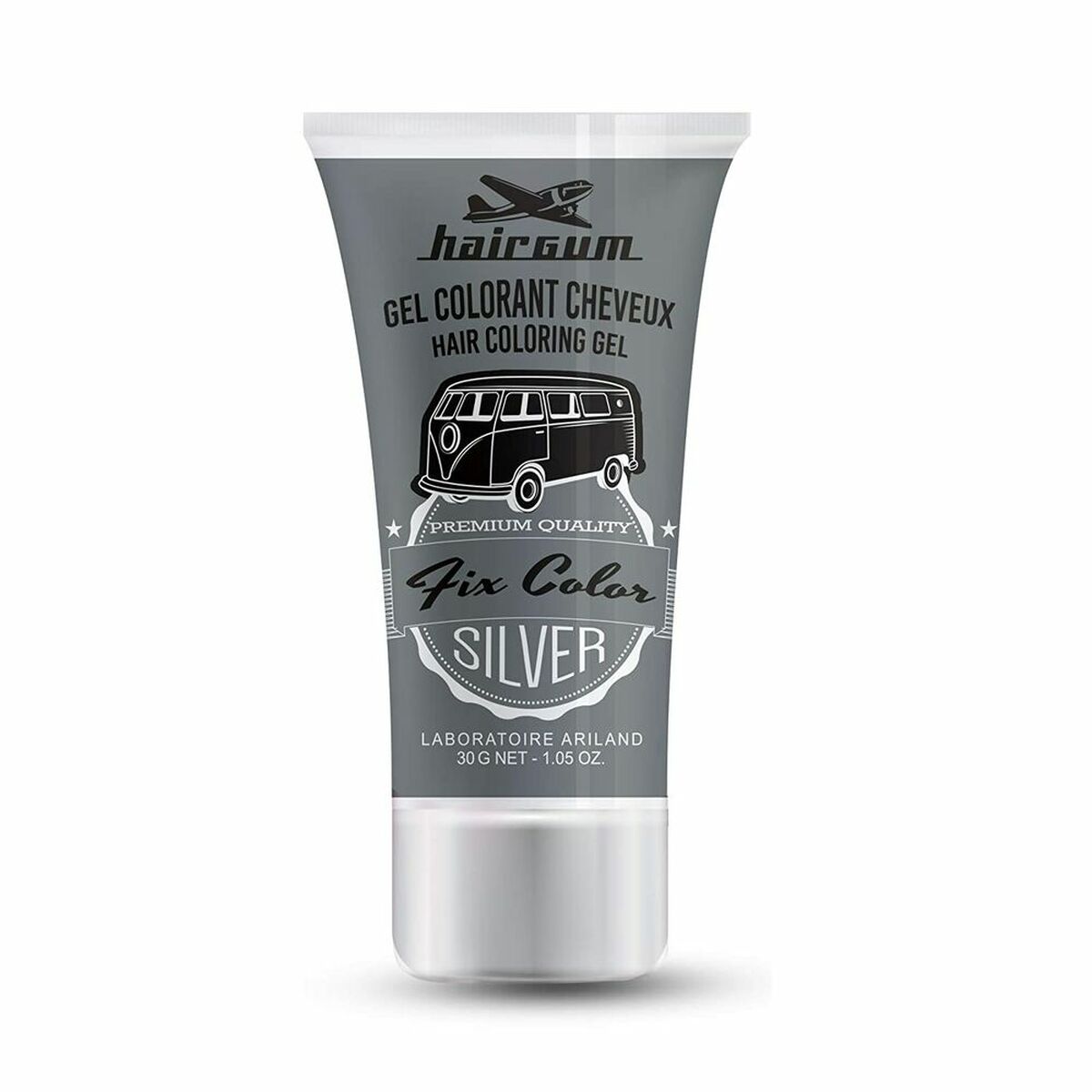 Non-permanent Colour Hairgum Fix Color Silver 30 ml Styling Gel for Women skincare packaging