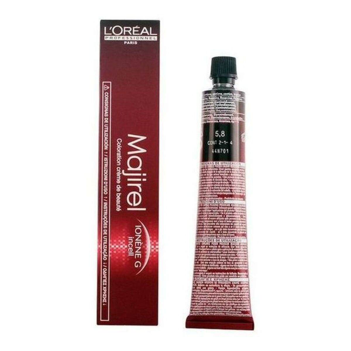 Permanent Dye Majirel L'Oreal Professionnel Paris LMAJ58 (50 ml) Nº 5,8 50 ml product packaging
