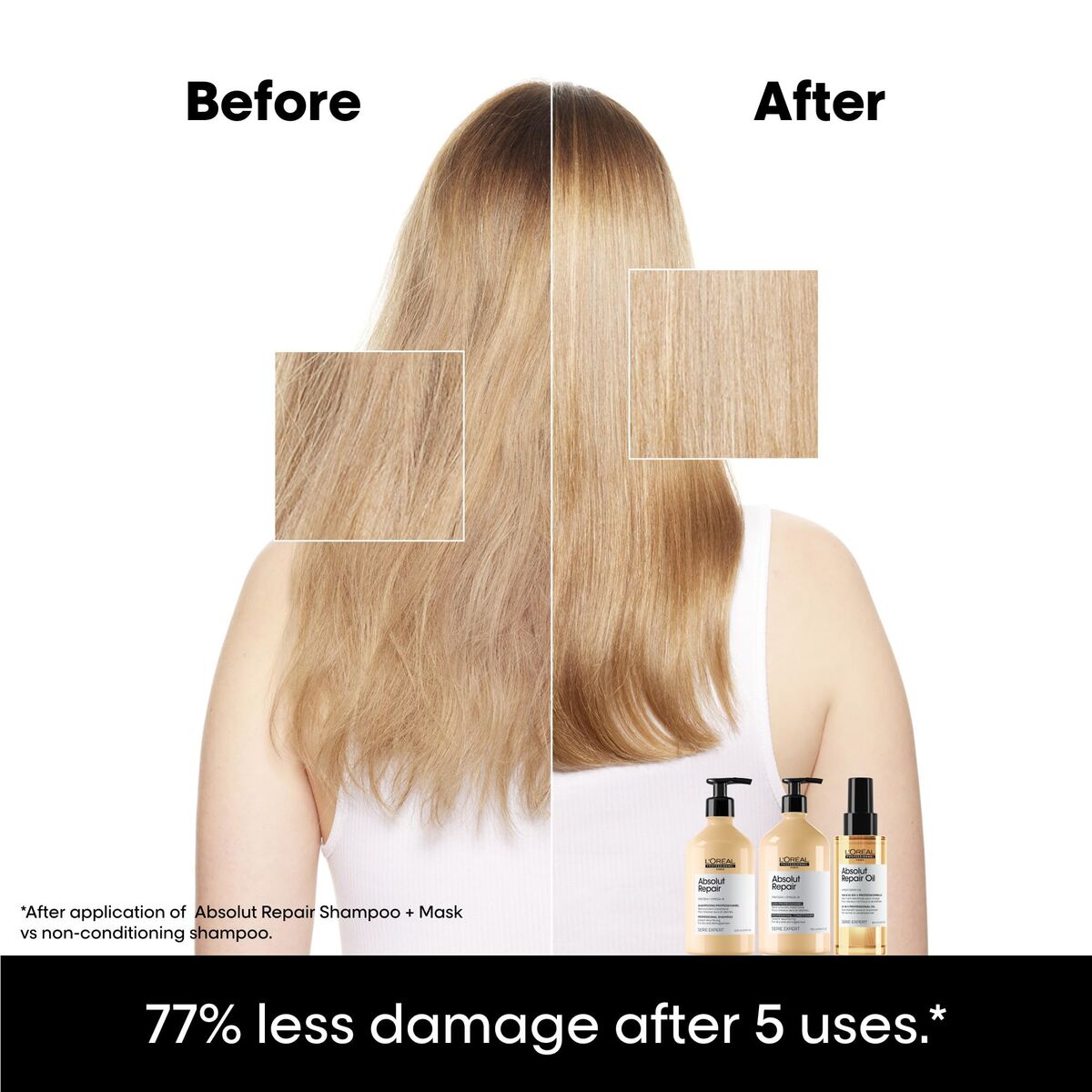 Shampoo L'Oreal Professionnel Paris ABSOLUT REPAIR 500 ml for Women shampoo bottle