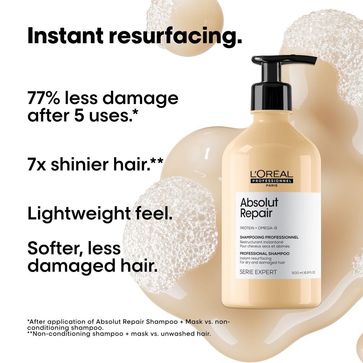 Shampoo L'Oreal Professionnel Paris ABSOLUT REPAIR 500 ml for Women shampoo bottle