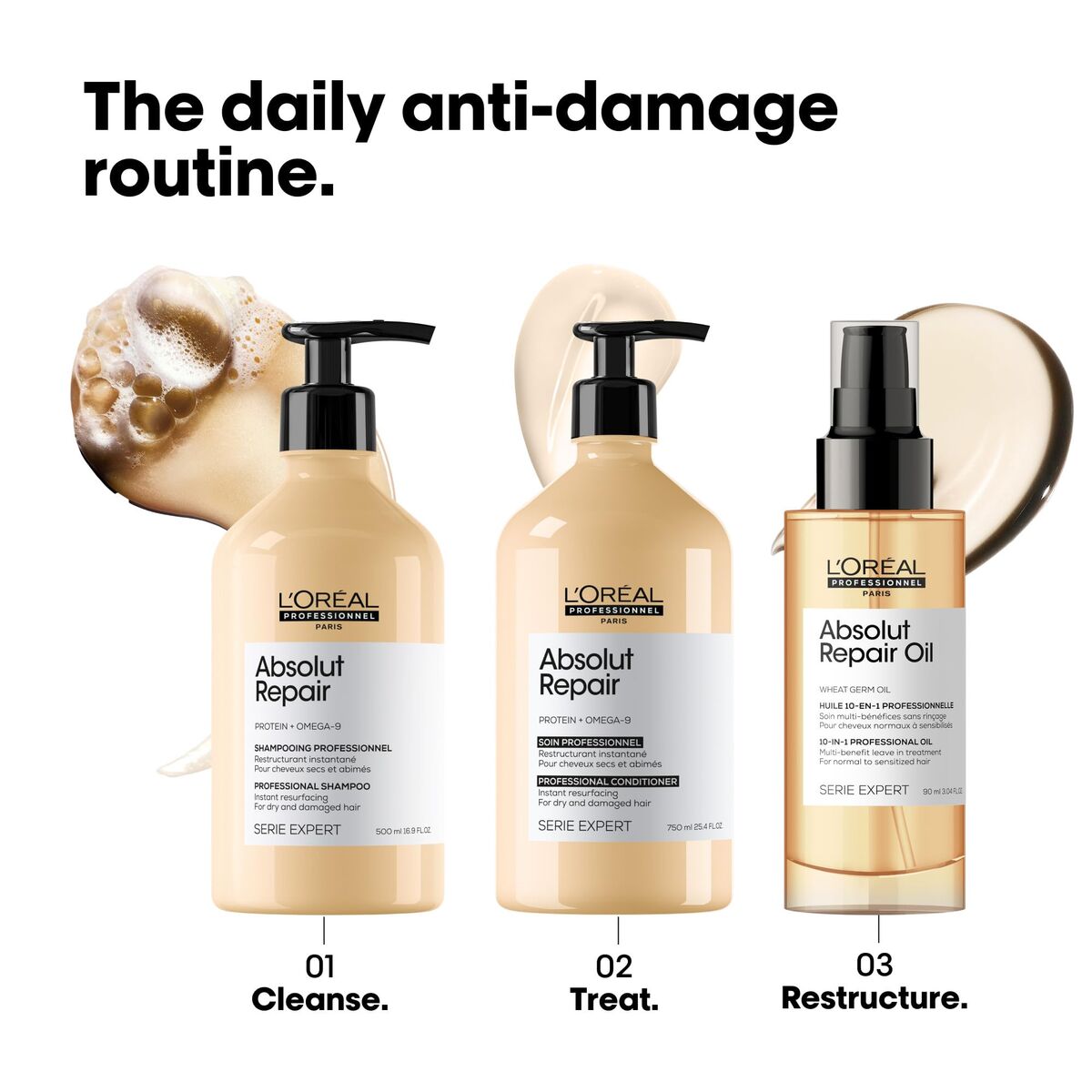 Shampoo L'Oreal Professionnel Paris ABSOLUT REPAIR 500 ml for Women shampoo bottle