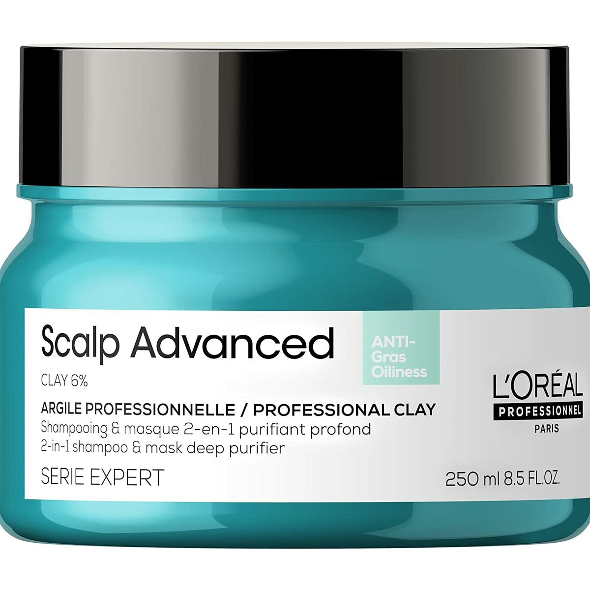 Shampoo L'Oreal Professionnel Paris Scalp Advanced 250 ml Mask 2-in-1 shampoo bottle