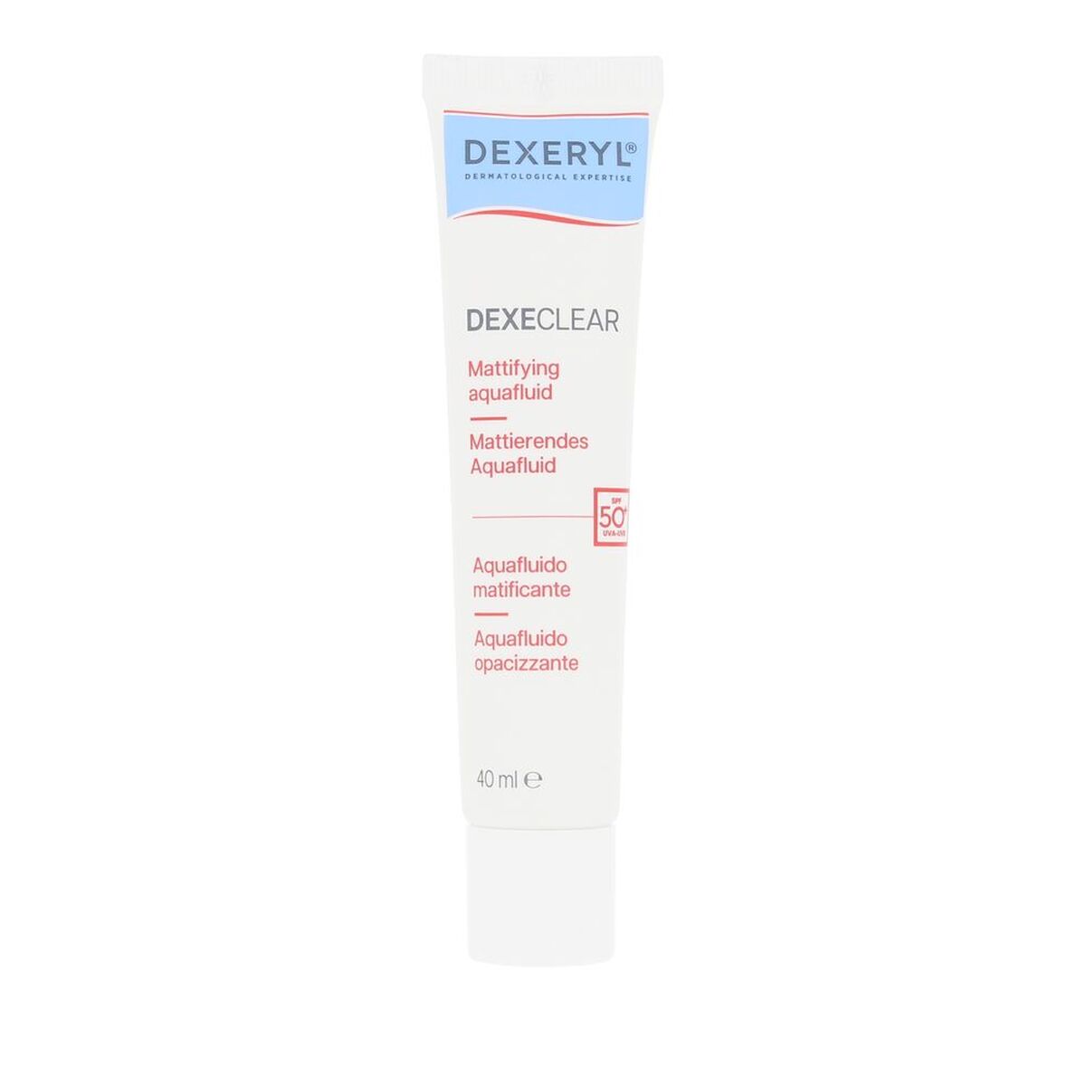Moisturising Matt Liquid Dexeryl DEXECLEAR Spf 50 Spf 50+ 40 ml product packaging