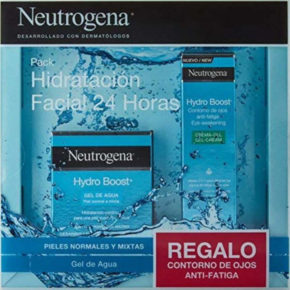Unisex Cosmetic Set Neutrogena Hydro Boost Gel De Agua Facial 15 ml Gel 2 Pieces skincare packaging