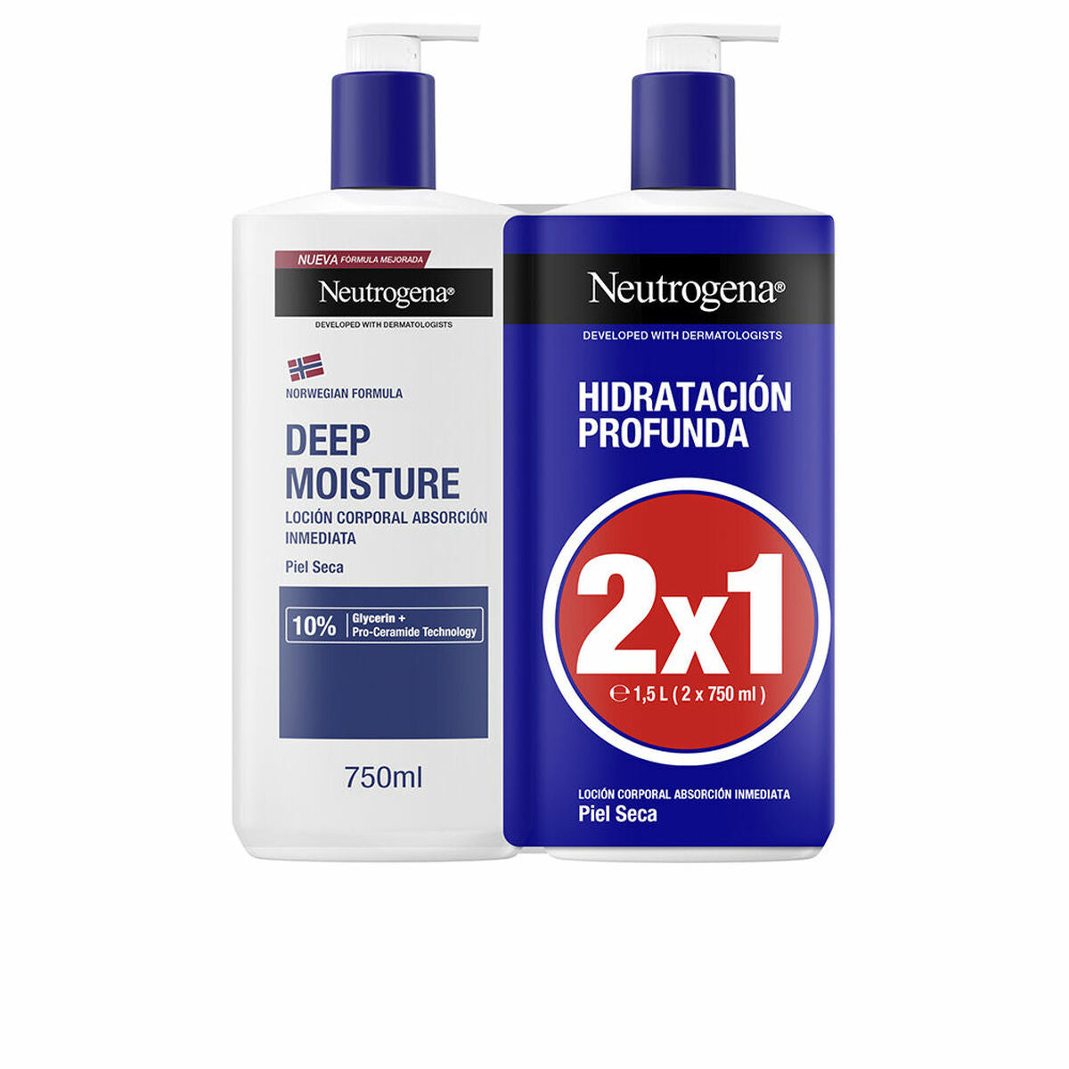 Body Lotion Neutrogena HIDRATACIÓN PROFUNDA 750 ml x 2 skincare packaging
