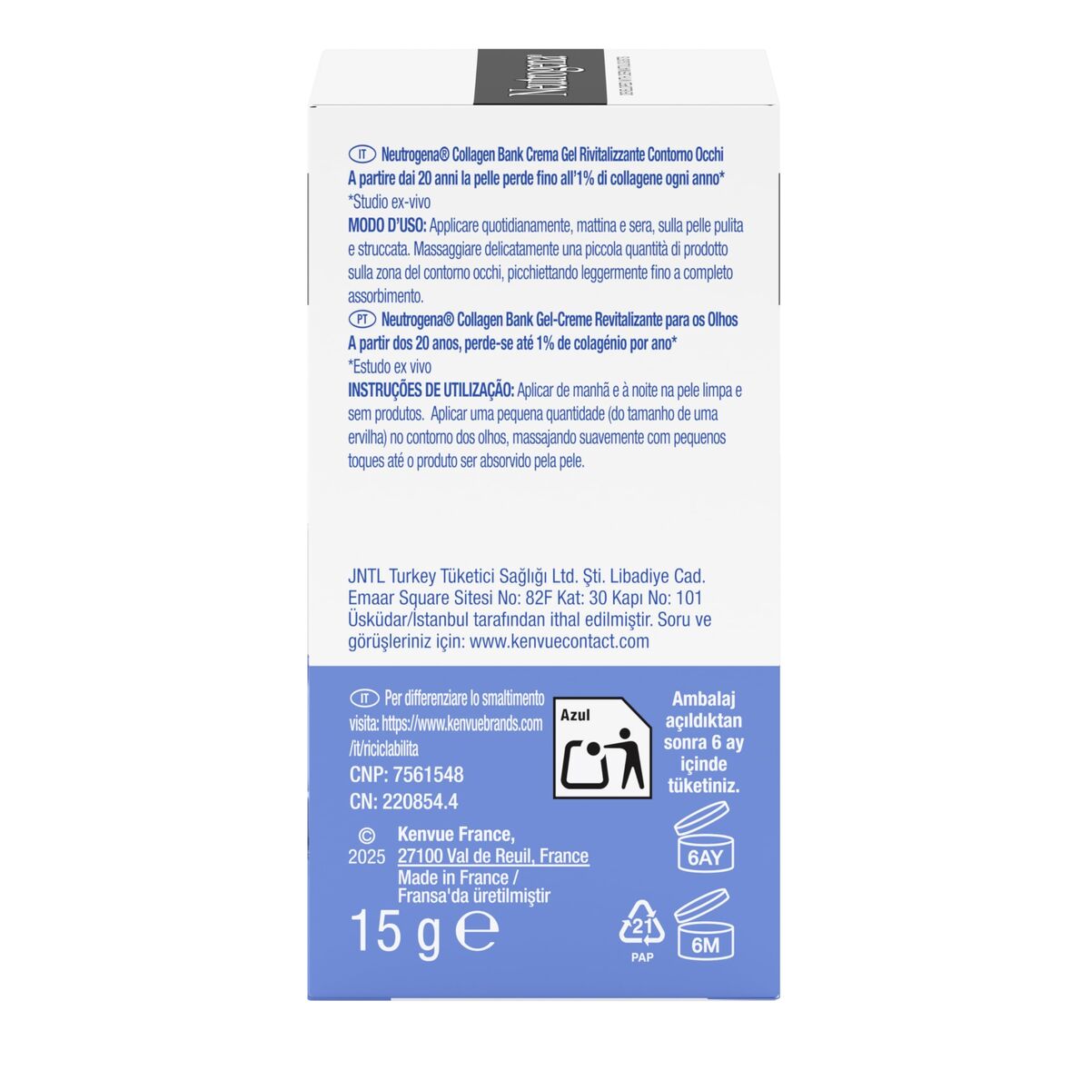Eye Contour Neutrogena COLLAGEN BANK 15 ml product packaging