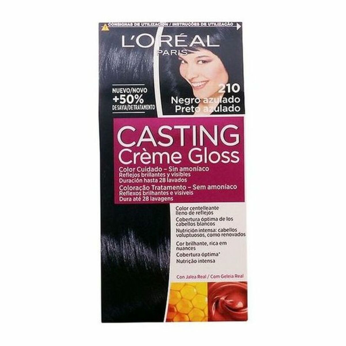 Dye No Ammonia L'Oreal Make Up Casting Creme Gloss Blue Black 180 ml skincare packaging