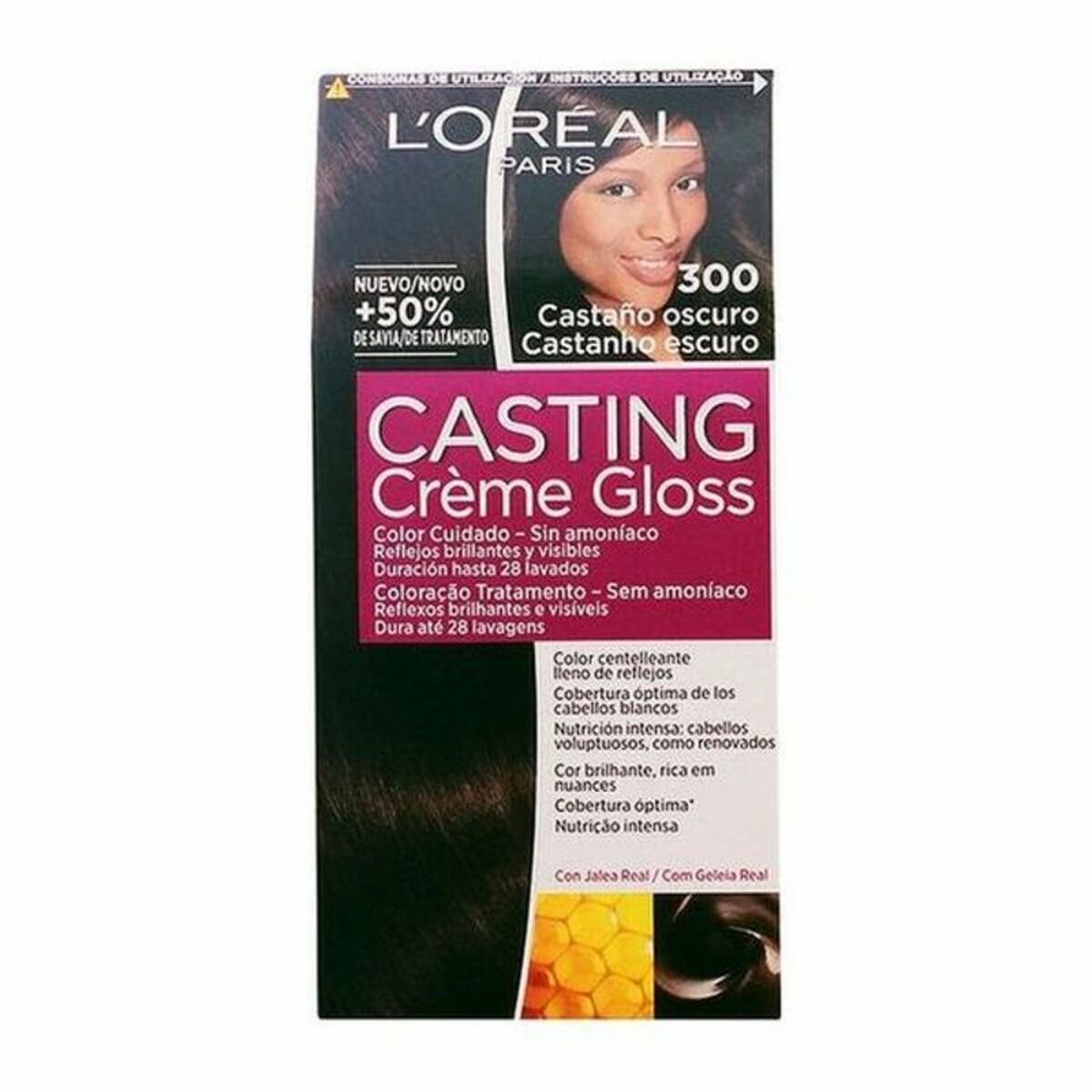 Dye No Ammonia L'Oreal Make Up Casting Creme Gloss Nº 300-Castano Oscuro 180 ml skincare packaging