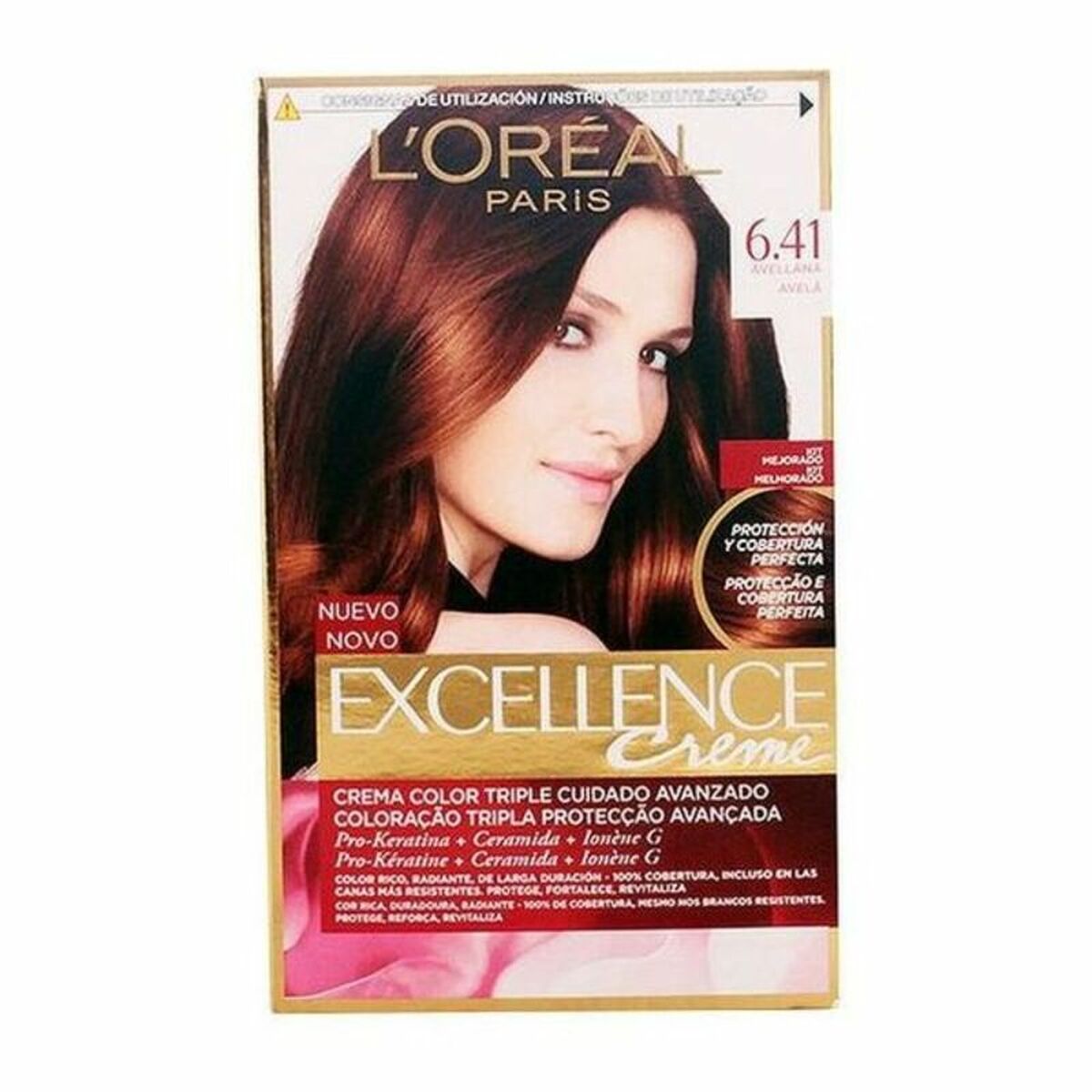 Permanent Dye L'Oreal Make Up Excellence Nº 6,41 Avellana Nº 6,41-Avellana 192 ml product packaging