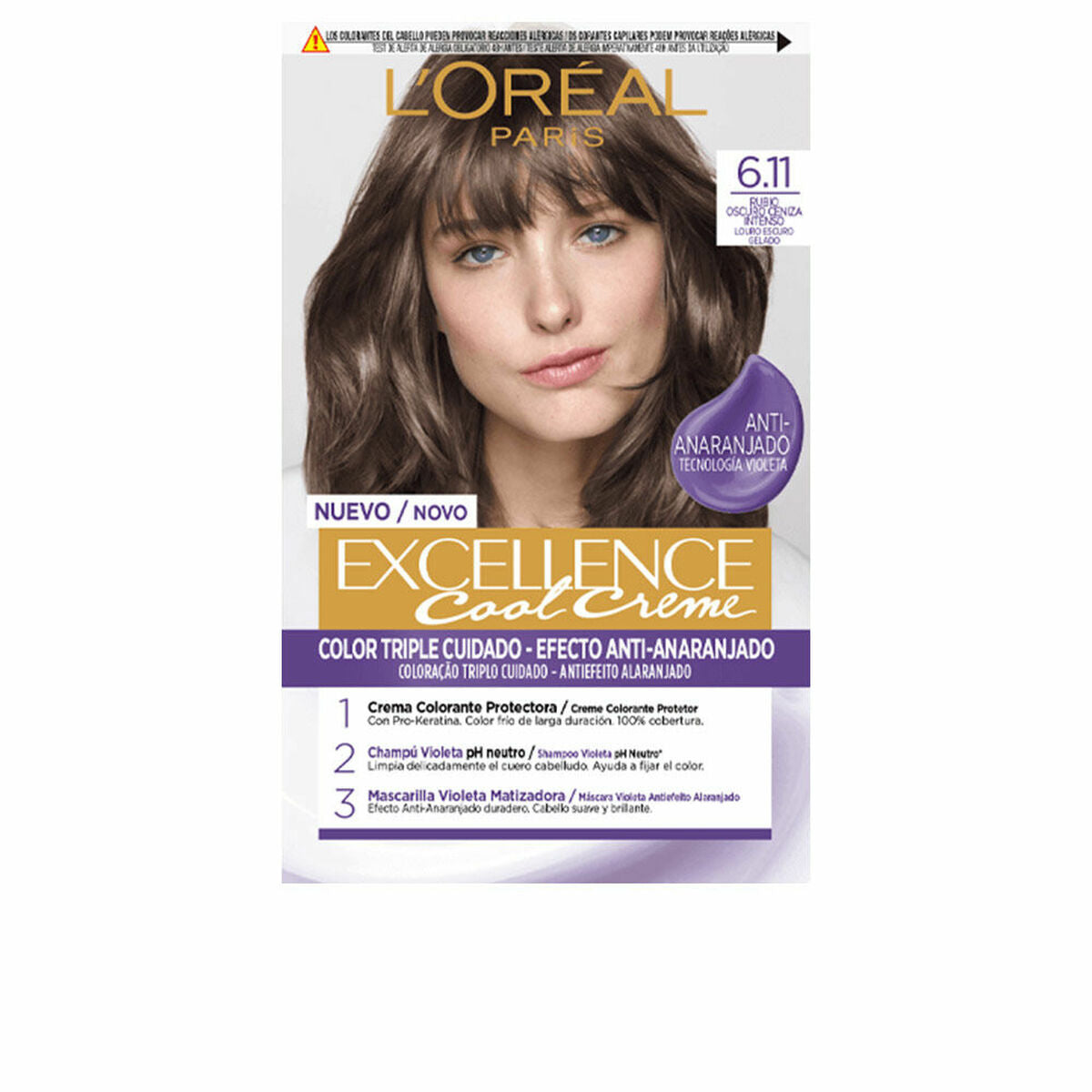 Permanent Colour Creme L'Oreal Make Up Excellence Cool Creme 6.11-rubio oscuro ceniza Nº 6.11-Rubio Oscuro Ceniza Nº