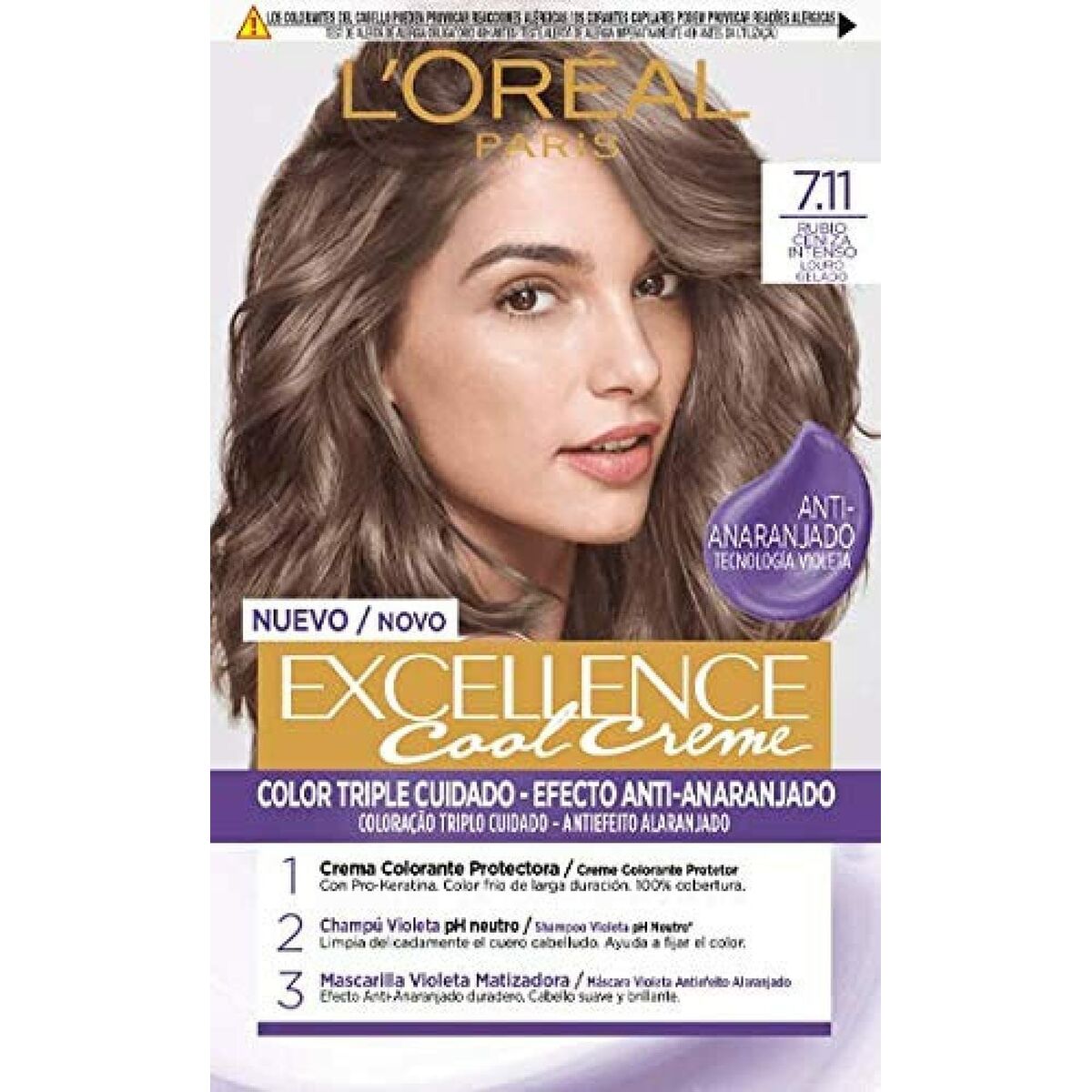 Permanent Colour Creme L'Oreal Make Up Excellence Ash Blonde 7,11 Intense Nº 7,11-Rubio Ceniza Intenso 192 ml for Women