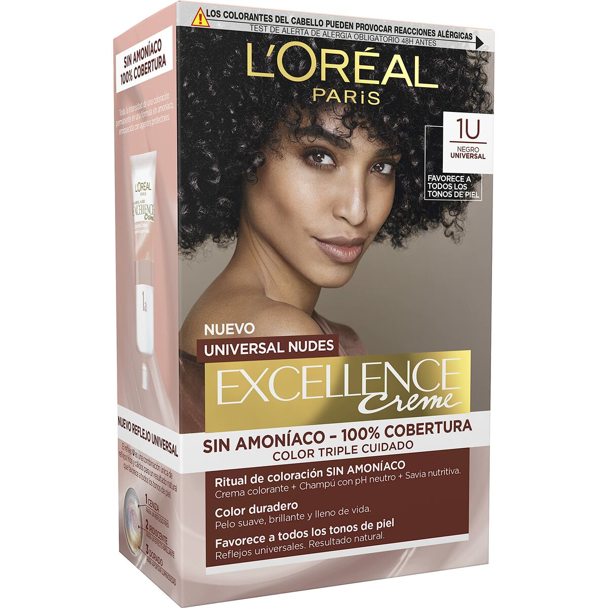Permanent Dye L'Oreal Make Up Excellence Black Nº 1-Black (5 Units) product packaging