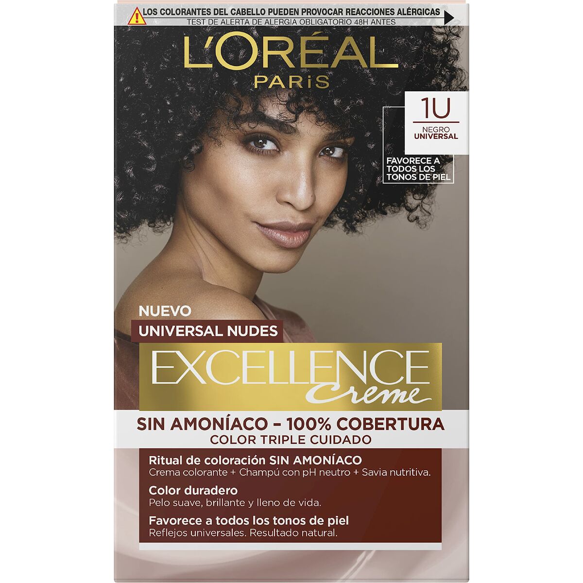 Permanent Dye L'Oreal Make Up Excellence Black Nº 1-Black (5 Units) product packaging