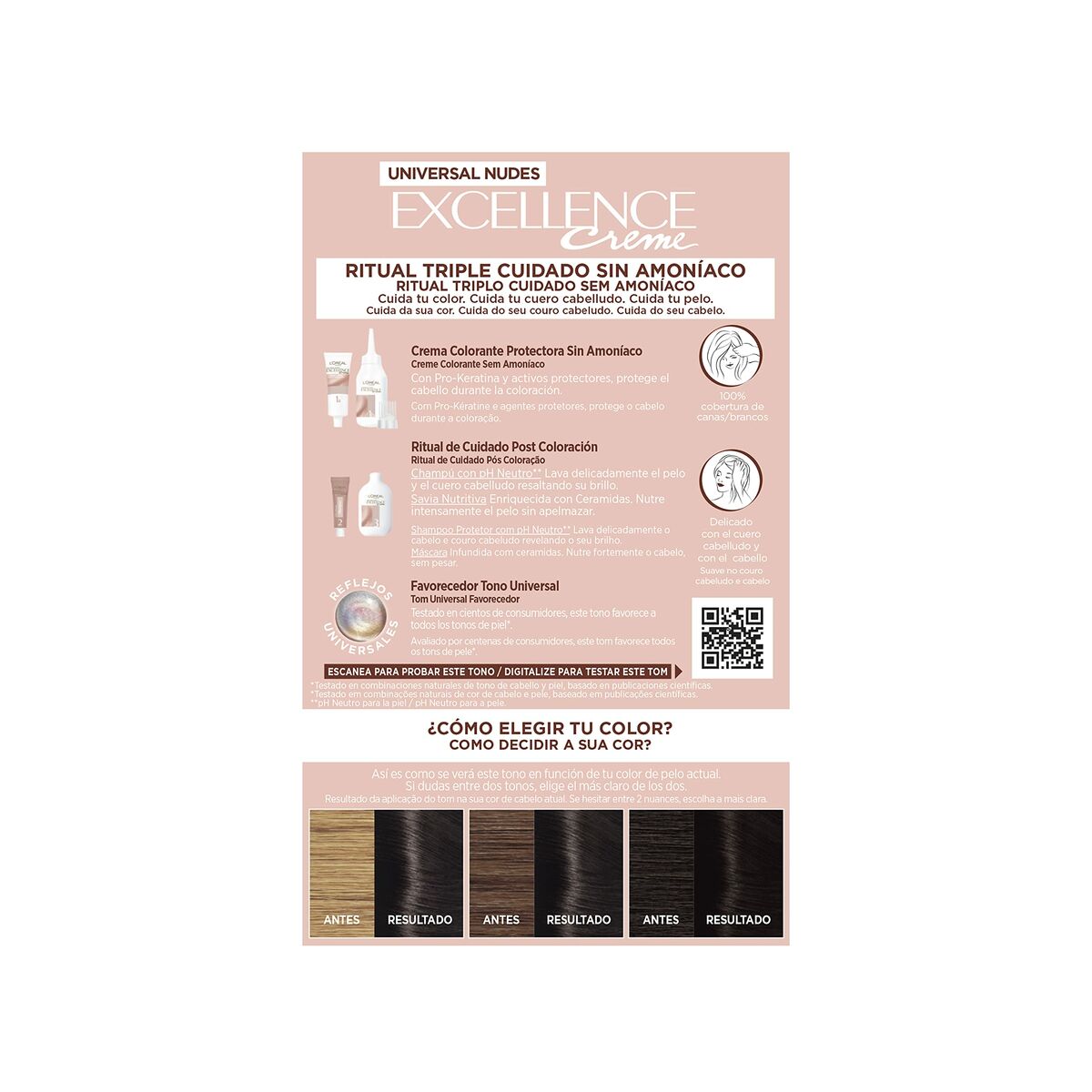 Permanent Dye L'Oreal Make Up Excellence Black Nº 1-Black (5 Units) product packaging
