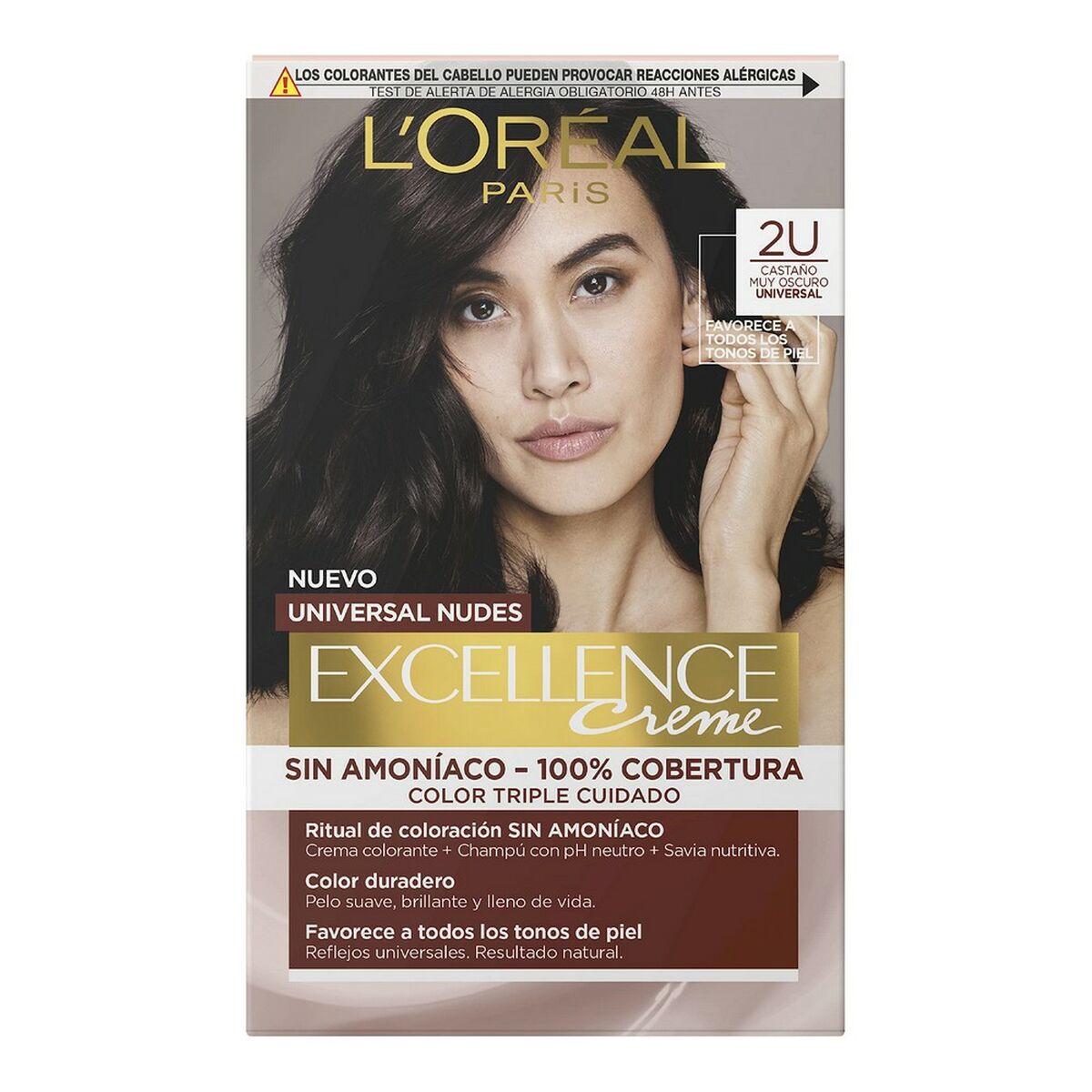 Dye No Ammonia L'Oreal Make Up Excellence 2u-darkest brunette Nº 2u-Darkest Brunette (5 Units) product packaging